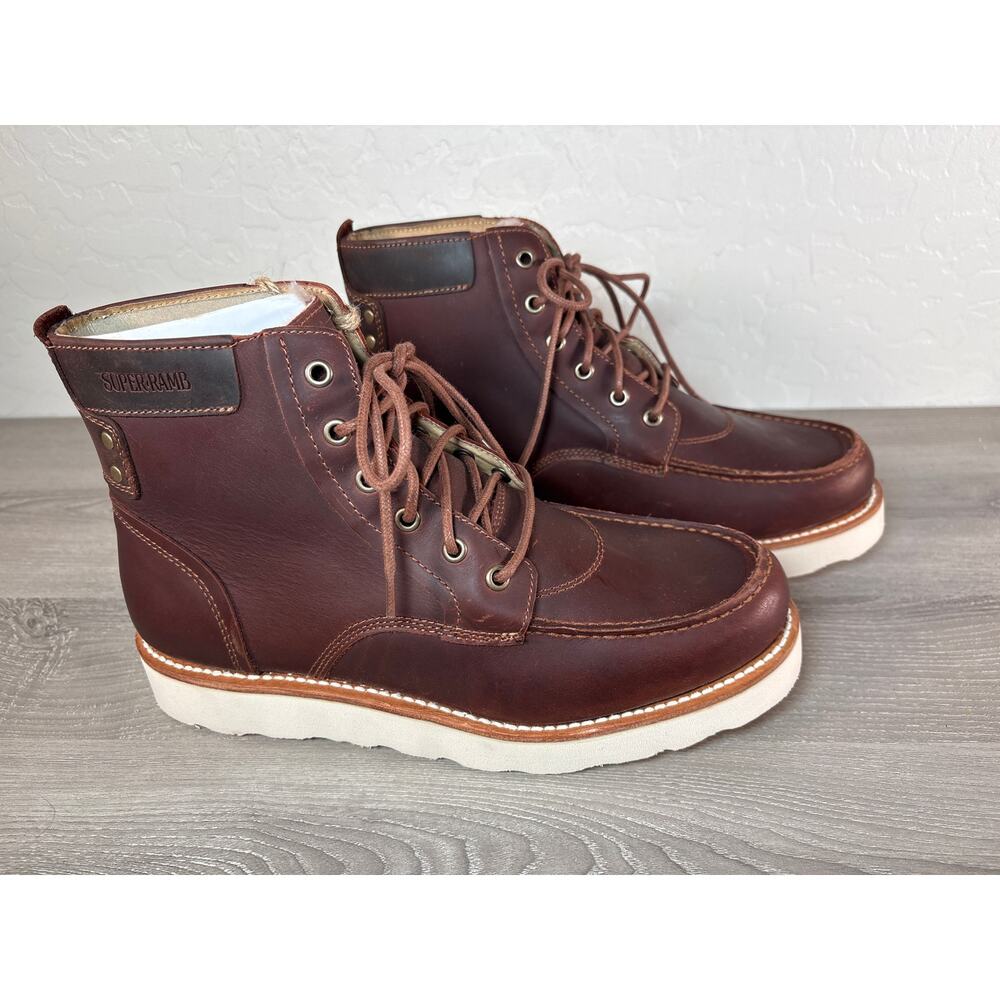 SuperLamb DZO Men's Brown Leather Work Boots 10.5 Wide (EEE) Soft Toe- NWOB‎